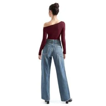 SUUKSESS Women Long Sleeve Off Shoulder Tops Trendy Cowl Neck Going Out Basic Blouses Shirts for Fall (Wine red, XS)