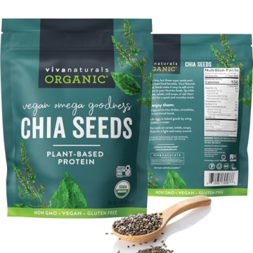 Viva Naturals Organic Chia Seeds 1 LBs - Plant-Based Omega-3 and Vegan Protein, Non-GMO Chia Seeds O...