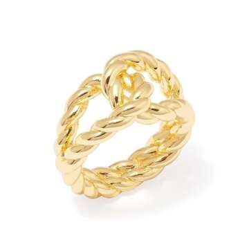 Wanderlust + Co Ribbed Knot Gold Ring - Stylish & Eco-Friendly