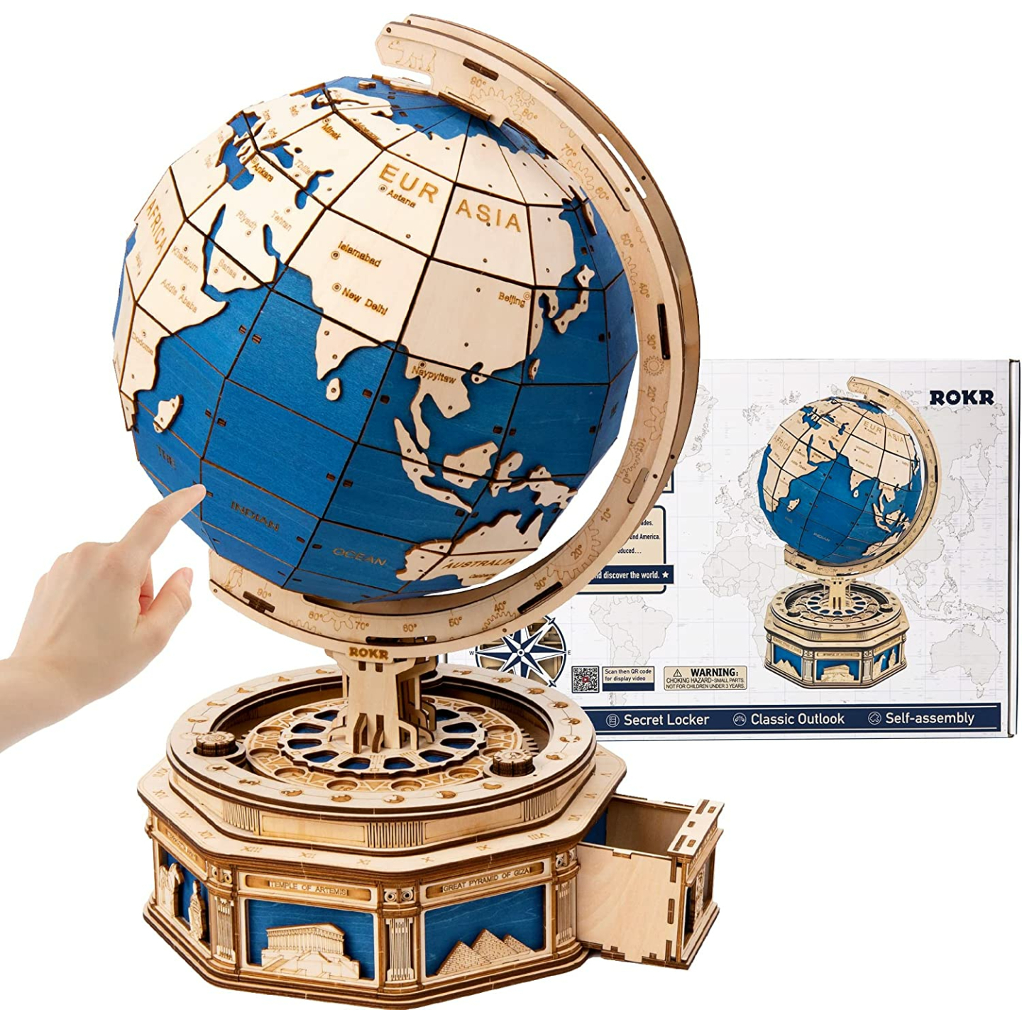 ROKR 3D Wooden Puzzle Globe Kit for All Ages