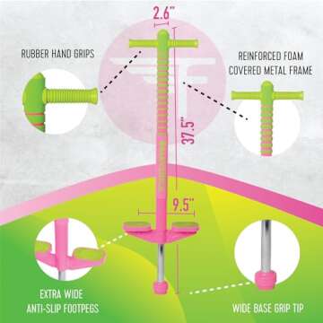 Flybar Maverick Pogo Stick for Kids Ages 5+, 40 to 80 Pounds, Perfect for Beginners, Easy Grip Handles, Anti-Slip Pegs, Outdoor Toys for Boys, Jumper Toys for Girls, Outside Toys for Kids