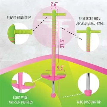 Flybar Maverick Pogo Stick for Kids Ages 5+, 40 to 80 Pounds, Perfect for Beginners, Easy Grip Handles, Anti-Slip Pegs, Outdoor Toys for Boys, Jumper Toys for Girls, Outside Toys for Kids