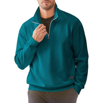 JMIERR Men's Stylish Quarter Zip Waffle Sweatshirt