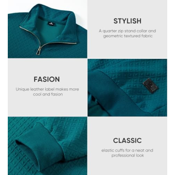 JMIERR Men's Stylish Quarter Zip Waffle Sweatshirt