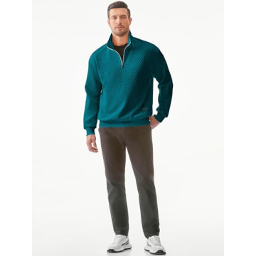 JMIERR Men's Stylish Quarter Zip Waffle Sweatshirt