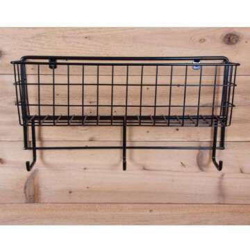EASY-UP Wire Basket & Horse Tack Rack | Barn Supply Organizer | Heavy-Duty & Easy to Install | Transportable for Shows | Basket Measures 5-1/2” Deep x 20” Length x 6” Height