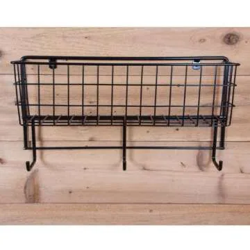EASY-UP Wire Basket & Horse Tack Rack | Barn Supply Organizer | Heavy-Duty & Easy to Install | Transportable for Shows | Basket Measures 5-1/2” Deep x 20” Length x 6” Height