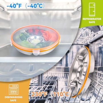 Motith Veggie Tray Stainless Steel with Lid 6 Compartments