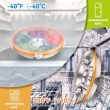 Motith Veggie Tray Stainless Steel with Lid 6 Compartments