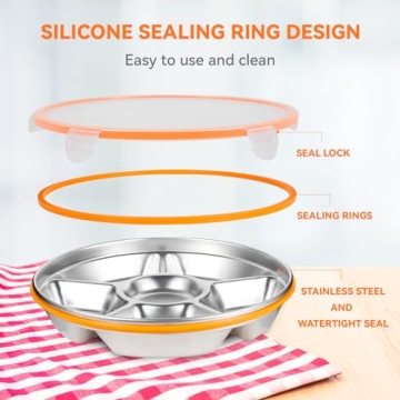 Motith Veggie Tray Stainless Steel with Lid 6 Compartments