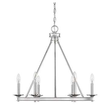 Savoy House 6-Light Farmhouse Chandelier in Polished Nickel