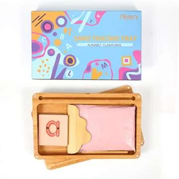 Sand Tray for Classroom Montessori Sand Tray with Lid Wooden Sand Trays for Kids Writing Letters and Numbers (Pink)