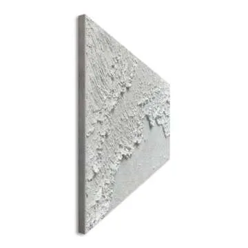 Extra Large White Textured Ocean Wave Canvas Painting Handmade Contemporary Modern Beach Wall Art Wh...