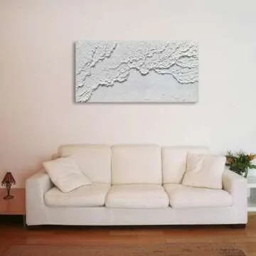 Extra Large White Ocean Wave Canvas Handmade Art