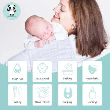 HIPHOP PANDA 10 Pack 6-Layers Muslin Burp Cloths Large - Durable 100% Cotton - Baby Essentials Extra Absorbent and Soft Boys & Girls Rags for Newborn Registry (White, 20" X10")