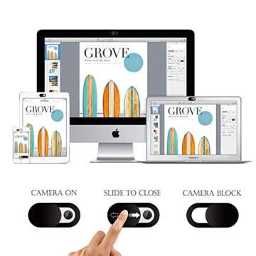 6 Pack Laptop Camera Cover Slide, Webcam Cover Slider Stickers for Computer, MacBook Pro/Air, iPhone, Tablets, PC, iPad, iMac, Cell Phone, Echo Show, Privacy Blocker Sliding Shield,Anti-Spy