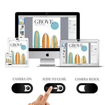 6 Pack Laptop Camera Cover Slide, Webcam Cover Slider Stickers for Computer, MacBook Pro/Air, iPhone, Tablets, PC, iPad, iMac, Cell Phone, Echo Show, Privacy Blocker Sliding Shield,Anti-Spy