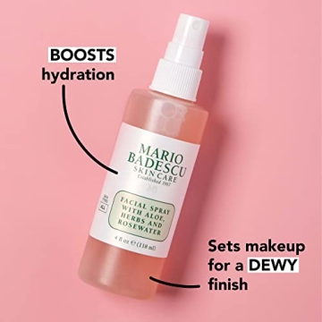 Mario Badescu Facial Spray with Aloe, Herbs and Rose Water for All Skin Types, Face Mist that Hydrates, Rejuvenates & Clarifies, 4 FL OZ & 2 FL OZ Combo