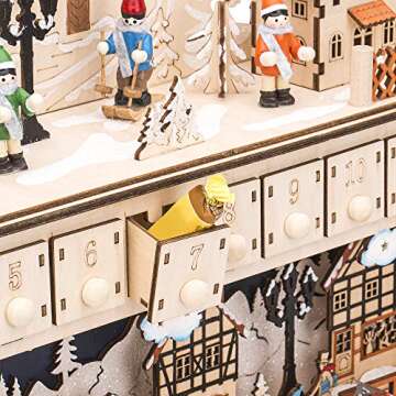 Best Choice Products Wooden Christmas Advent Calendar, Shooting Star Holiday Decoration w/Battery-Operated LED Light Background