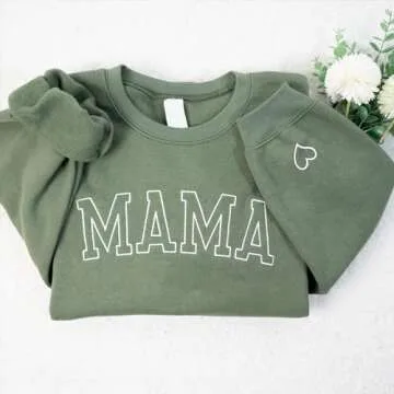 Embroidered Crewneck Sweatshirt - Mothers Day Gift for Mom, Customizable, Size L
