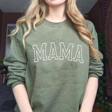 Embroidered Crewneck Sweatshirt - Mothers Day Gift for Mom, Customizable, Size L