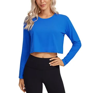 CRZ YOGA Pima Cotton Long Sleeve Shirts - Stylish and Comfortable Workout Crop Top