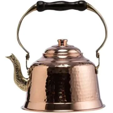 DEMMEX Tea Lover's Copper Teapot, Heavy Gauge 1mm Thick Hammered Solid Copper, Copper Tea Pot Kettle Stovetop Teapot, Tin Lined, Handmade (1.6-Quarts)