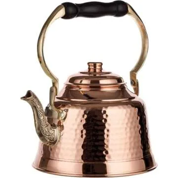 DEMMEX Tea Lover's Copper Teapot, Heavy Gauge 1mm Thick Hammered Solid Copper, Copper Tea Pot Kettle Stovetop Teapot, Tin Lined, Handmade (1.6-Quarts)