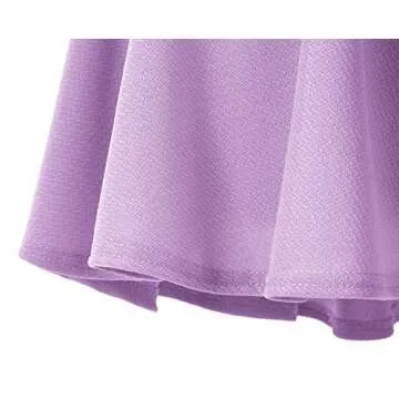 Women's Basic Versatile Stretchy Flared Casual Mini Skater Skirt (L, Lilac)