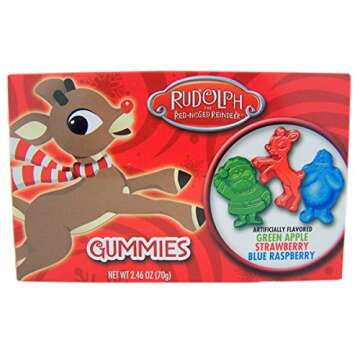 Rudolph The Red-Nosed Reindeer Christmas Candy Gummies, Great Holiday Stocking Stuffers or Party Fav...