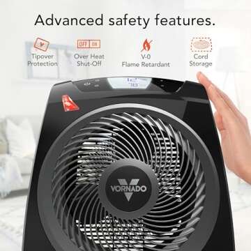 Vornado TAVH10 Space Heater with Remote for Home, Fan Only Option, Digital Display with Adjustable Thermostat, Advanced Safety Features, Timer, Auto Climate Control