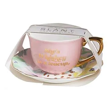 Unique Slant Collections Ceramic Tea Cup and Saucer Set