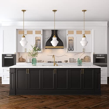 Annie Pendant Light in Brass & White Milk Glass - 9.13" Wide