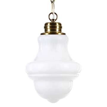 Annie Pendant Light in Brass & White Milk Glass - 9.13" Wide