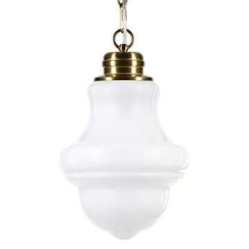 Annie Pendant Light in Brass & White Milk Glass - 9.13" Wide