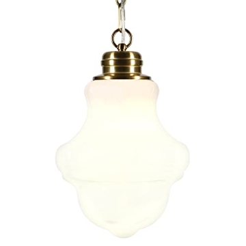 Annie Pendant Light in Brass & White Milk Glass - 9.13" Wide