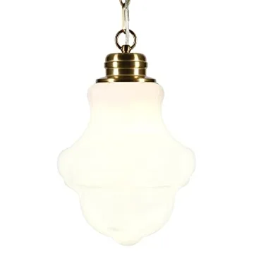 Annie Pendant Light in Brass & White Milk Glass - 9.13" Wide