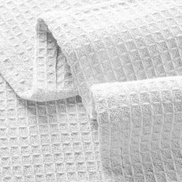 Glamburg 100% Cotton Thermal Blanket, Breathable Bed Blanket King Size, Soft Waffle Blanket, King Blanket, All Season Cotton Blanket, White
