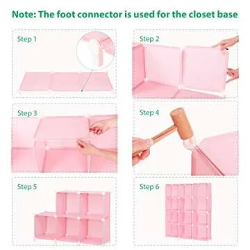 TomCare Cube Storage Organizer 12-Cube Storage Shelves Cube Organizer Closet Organizer DIY Bookshelf Bookcase Plastic Storage Cubes Shelf Clothes Storage Organizer Shelves for Bedroom Home, Pink