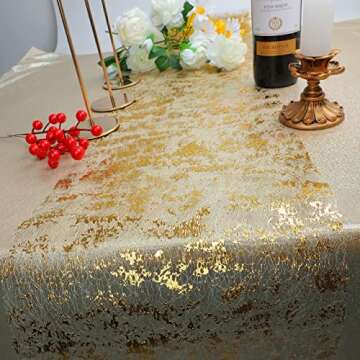 Snowkingdom 2 Pieces Gold Table Runner, Sequin Glitter Foil Metallic Thin Mesh Runner Roll 11"x108", Gold Table Decorations for Event Party, Wedding, Birthday Party, Christmas
