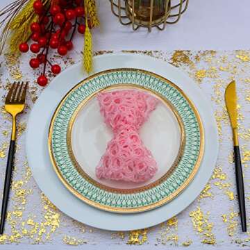 Snowkingdom 2 Pieces Gold Table Runner, Sequin Glitter Foil Metallic Thin Mesh Runner Roll 11"x108", Gold Table Decorations for Event Party, Wedding, Birthday Party, Christmas