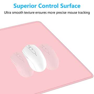 Dapesuom Large Mouse Pad, Extended Gaming Mouse Mat with Stitched Edges, Full Size Desk Mats with Non-Slip Base, Computer Big Desktop Keyboard Pad for Gamer, Laptop, Office, 23.6 x 11.8 in, Pink