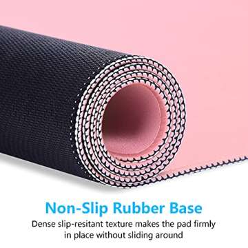 Dapesuom Large Mouse Pad, Extended Gaming Mouse Mat with Stitched Edges, Full Size Desk Mats with Non-Slip Base, Computer Big Desktop Keyboard Pad for Gamer, Laptop, Office, 23.6 x 11.8 in, Pink