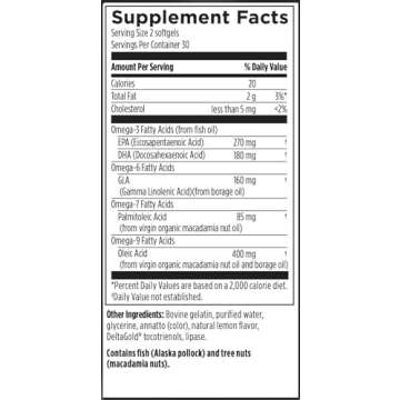 Designs for Health OmegAvail Synergy - Omega Complex for Adults - Omega 3-6-7-9 Fatty Acids from Borage and Macadamia Oil + Triglyceride (TG) Fish Oil with DHA & EPA (60 Softgels)