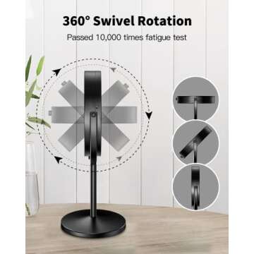 Benbilry 10X Magnifying Lighted Makeup Mirror, 7 Inch Double Sided 1X/10X Magnification with Lights, 360° Rotation Swivel Travel Make Up Mirror with Lighting, Battery Operated Black