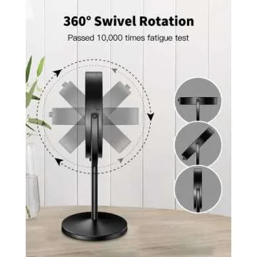 Benbilry 10X Magnifying Lighted Makeup Mirror, 7 Inch Double Sided 1X/10X Magnification with Lights, 360° Rotation Swivel Travel Make Up Mirror with Lighting, Battery Operated Black