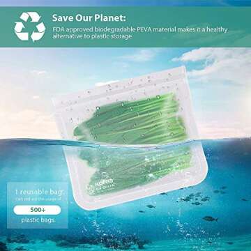 Kollea 12 Pack Reusable Sandwich Bags – Eco-Friendly Ziplock Storage Bags for Food & Home Organiza...