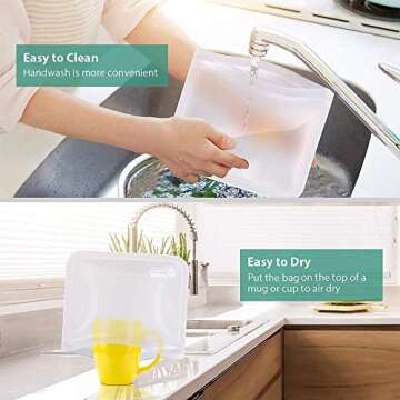 Kollea 12 Pack Reusable Sandwich Bags for Food Storage