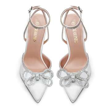 DREAM PAIRS Women's High Heels Destiny Closed Toe Strappy Heels Sexy Rhinestone Ankle Strap Pumps Wedding Bridal Party Dress Shoes Destiny,Size 8,White,SDPU2208W