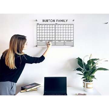 DOUBLE MONTH CALENDAR Acrylic Two Month Wall Calendar - Personalized Calendar 2024, Family Calendar ...